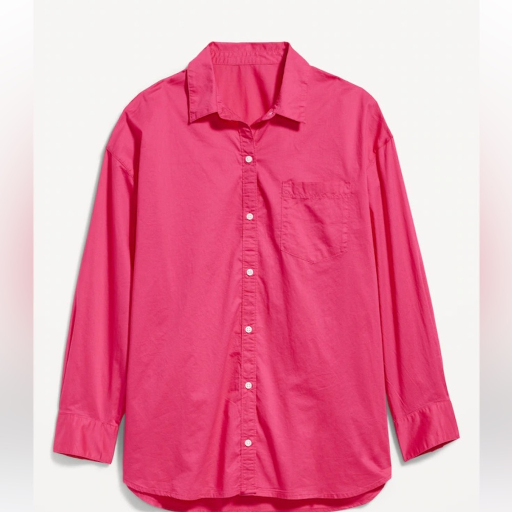 SOLD Old Navy - The Boyfriend Shirt in Bright Pink